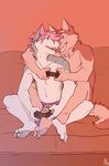  canine controller couple dog gaming holding leg_wrap male patto pink_hair tail video_games zero_husky 