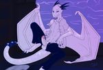  blue_eyes clothed clothing dodedo dragon half-dressed humanoid_penis male penis solo source_request wings 
