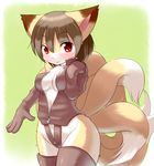  brown_hair canine chest_tuft cleavage clothed clothing female fox fur hair kitsune mammal multiple_tails red_eyes shune solo tail tuft zipper 