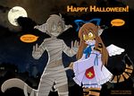  basitin bloomers bow cat costume detached_sleaves detached_sleeves dialog dialogue disgaea feline female flonne flora_(twokinds) hair halloween holidays keidran keith_(twokinds) keith_keiser long_hair male mammal moon mummy stripes tail text tiger tom_fischbach translated twokinds undead undressing webcomic wings yellow_eyes 
