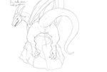  2010 anus athus dragon female feral horns looking_at_viewer looking_over_shoulder mooning presenting pussy rock scalie sketch solo stuck wings 