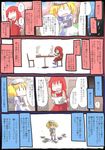  blonde_hair closed_eyes comic jizeru_(giselebon) kitashirakawa_chiyuri multiple_girls okazaki_yumemi red_hair smile touhou touhou_(pc-98) translated 