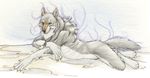  canine female outside sabarika solo tail werewolf yellow_eyes 