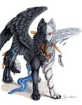  black canine feathers lyanti male necklace paws scarf solo tail white wings wolf 
