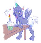  birthday blue_ferret cake candle canine diaper dog infantilism solo tongue toya_pup yellow_eyes 