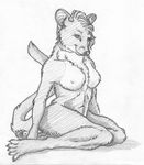  black_and_white breasts female marten monochrome nude solo titana weasel yellow-throated_marten 