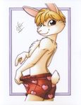  &hearts; &lt;3 blonde_hair boxers brown_eyes fur hair heart_boxers hi_res lagomorph male mammal michele_light plain_background rabbit solo standing tail_clothing underwear white white_background white_fur 