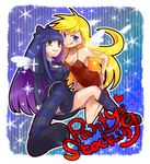  :p angel breasts cleavage dress goth gothic panties panty_&amp;_stocking_with_garterbelt panty_(character) panty_(psg) smile stocking_(character) stocking_(psg) tongue tongue_out underwear wings 