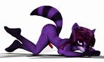  all_fours ass_up black breasts cgi dessedac erection glans hair herm intersex long_hair long_purple_hair looking_at_viewer nipples nude penis purple purple_eyes purple_hair raccoon solo striped_tail tail white_background 