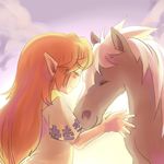  artist_request brown_hair epona horse long_hair malon pointy_ears smile the_legend_of_zelda the_legend_of_zelda:_ocarina_of_time 