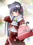  alternate_costume animal_ears bell black_hair blush christmas gift gokou_ruri hairband hand_behind_head incoming_gift jingle_bell long_hair looking_away md5_mismatch merry_christmas mole mole_under_eye ore_no_imouto_ga_konna_ni_kawaii_wake_ga_nai red_eyes shy snow solo takase_muu 