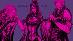  alucard alucard_(castlevania) bayonetta breasts chromatic_background cleavage clothed clothing coat dante eyewear female glasses gloves male pink pink_body simple_background unknown_artist 