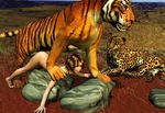  3d animal feline female feral human interspecies leopard male straight tiger zoo 