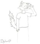  &hearts; &lt;3 black_and_white canine dylan eyes_closed fox happy line_art male mammal monochrome silly solo tongue unknown_artist 