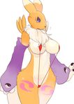  anthro big_breasts bikini black_eyes black_nose black_skin blue_eyes breasts canine chest_tuft claws clothed clothing countershading digimon elbow_gloves embarrassed female fluffy fox fur gloves looking_down mammal neck_ruff nipples open_mouth pink_skin plain_background purple_fur renamon shadow shiny shocked sindoll skimpy sling_bikini softcore solo standing strap sweat swimsuit thong tight_clothing tongue tuft white_background white_fur yellow_fur 