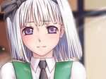  black_hairband blue_eyes hairband heriwo_(haraheridou) konpaku_youmu necktie portrait short_hair silver_hair solo touhou 