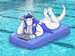  breasts chubby dragon dragonrift dragonrift_(artist) female nude on_front pool solo white 