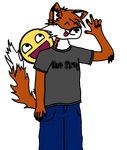  awesome_face awsome_face canine clothing colored dylantehwolfie&lt;3 eyes_closed fox male mammal meme shirt silly solo the_fray 