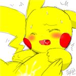  blush open_mouth orgasm pikachu pok&eacute;mon solo sweat tail topaz 