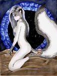  2008 a_mean_cow arctic_fox blue_eyes breasts female hair hindpaw long_hair long_white_hair nipples nude pawpads solo white_hair 