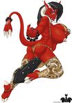  club demon female inviting masturbation multiple_eyes oni pussy pussy_juice red weapon 