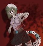  blood cat chromatic_background dress feline female flower fork leopard mammal necklace red_background scared snow_leopard solo unknown_artist 