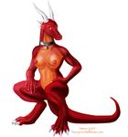  2005 breasts digitigrade dragon female horns red_eyes scalie solo tamen 