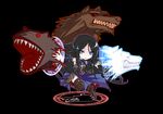  armor black_hair blue_eyes boots bridal_gauntlets castlevania castlevania:_order_of_ecclesia cerberus chibi dress hiko-hendlix long_hair magic magic_circle shanoa solo tattoo thigh_boots thighhighs very_long_hair wolf 