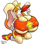  badgerben big_breasts breasts brown_eyes clothed clothing cream_the_rabbit female gloves half-closed_eyes huge_breasts hyper hyper_breasts lagomorph mammal plain_background rabbit sega shoes soda solo sonic_(series) sonic_free_riders sonic_riders white_background yiffer 