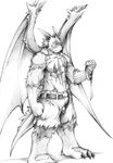  claws dragon furdrake horns kokuhane kokuhane_(character) looking_at_viewer male muscles scalie scar solo standing tail wings 