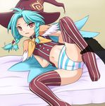  blue_hair clam_curry hat marion marion_(rune_factory) panties rune_factory rune_factory_3 thighhighs underwear witch_hat you_gonna_get_raped 