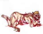  2009 banka blood feline female guro guts hair lion self-mutilation short_hair solo yellow_hair 