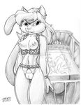  anthro breasts brian_o&#039;connell brian_o'connell cat crotchless crotchless_panties feline female greyscale harem mammal monochrome nipples panties plain_background pussy solo tail underwear white_background 