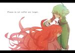  1girl blood couple flaky flippy gloves green_hair happy_tree_friends hetero hug red_hair tears 