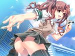  :3 armband ass brown_eyes brown_hair hair_ribbon no_panties rakujin ribbon school_uniform shirai_kuroko skirt solo sweater_vest thigh_strap to_aru_kagaku_no_railgun to_aru_majutsu_no_index twintails 