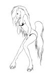  black_and_white breasts equine female hooves horse licking lightstep line_art monochrome solo swimsuit tongue 