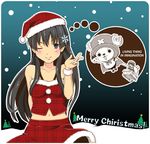  bad_id bad_pixiv_id bare_shoulders blush christmas engrish hair_ornament hat itoichi. lowres midriff multiple_girls navel one_eye_closed one_piece ranguage sack santa_costume santa_hat saten_ruiko skirt sleigh snow thought_bubble to_aru_kagaku_no_railgun to_aru_majutsu_no_index tony_tony_chopper uiharu_kazari 