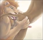  2009 anal balls butt erection feline gay licking lion male mane oral penis rimming sex tail tongue yellow_eyes zen 
