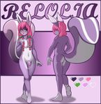  &hearts; animal_ears balls butt countershading cute flaccid girly green_eyes hair long_hair long_tail looking_at_viewer male model_sheet nude penis pink_hair purple raised_tail skunk solo standing tail travarisrhade 
