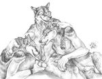  ball_fondling balls blotch canine canine_penis gay licking male oral penis precum threesome tongue wolf 