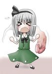  &gt;_&lt; blush crying dress eyes_closed grey_hair hairband konpaku_youmu konpaku_youmu_(ghost) myon open_mouth penis tears touhou 