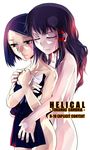  bad_id bad_pixiv_id black_hair blue_hair brown_eyes closed_eyes clothes_in_front hug kamotama long_hair multiple_girls nude original short_hair yuri 