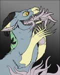  banrai blue claws dragon horns monster nightmare_fuel piercing scalie scary teeth tentacles tongue what_has_science_done yellow 