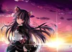  animal_ears bison_cangshu black_dress black_hair cloud dress gokou_ruri gothic_lolita lolita_fashion long_hair open_mouth ore_no_imouto_ga_konna_ni_kawaii_wake_ga_nai red_eyes sky solo sunset 