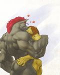  anthro duo equine feline gay horse kissing lion love male mammal muscles nude plain_background size_difference thewielder white_background 