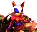  bat breasts female green_eyes hair nancher rouge_the_bat sega short_hair skirt solo sonic_(series) stockings wings 