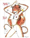  &dagger; ankh breasts countershading feline female jewelry leopard max_blackrabbit nude pussy raised_arm solo 