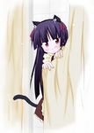  alternate_costume animal_ears blush cat_ears cat_tail curtains daihii dress embarrassed enmaided gokou_ruri hairband hiding highres hime_cut long_hair maid mole mole_under_eye ore_no_imouto_ga_konna_ni_kawaii_wake_ga_nai peeking_out purple_eyes purple_hair solo tail 