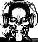  head headphones looking_at_viewer menacing monochrome not_furry robot skull t-800 terminator 