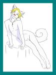 cuntboy flat_chested fur intersex leaning solo white white_fur 